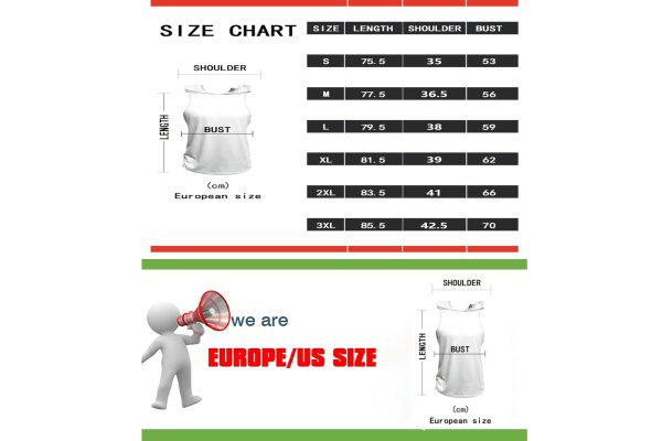 Dragon Ball Z Vegeta TankTop size chart