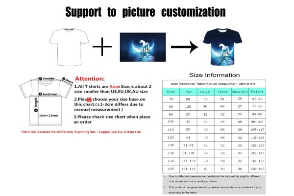 Kid Son Goku Short Sleeve Blue T-shirt size chart