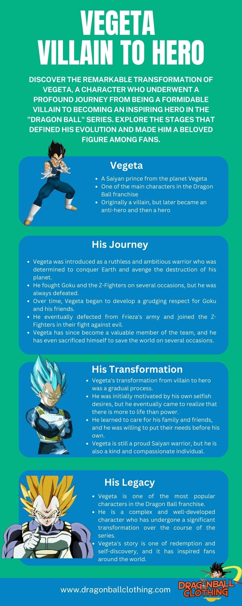 Vegeta Villain to Hero infographic