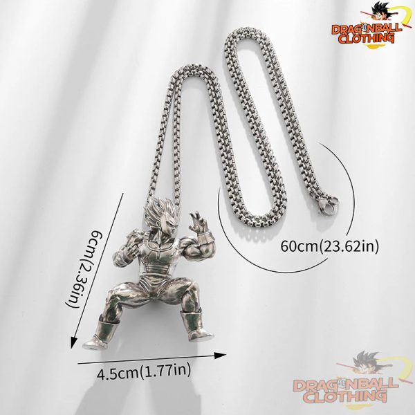 Dragon Ball Z Vegeta Silver Necklace (Unisex) size chart