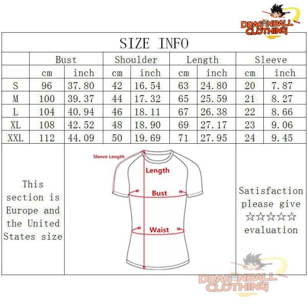 New Men Fashion Dragon Ball Print Casual Shirt T Shirt size chart