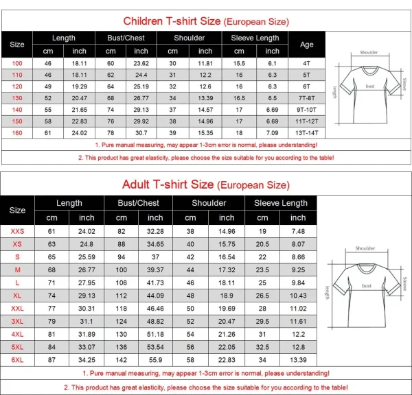 Dragon Ball Z Goku Ultra Instinct New Summer Fashion 3D Print T-shirt size chart