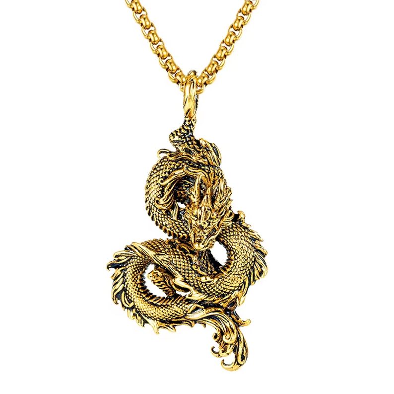 Stainless Steel Dragon Necklaces For Men