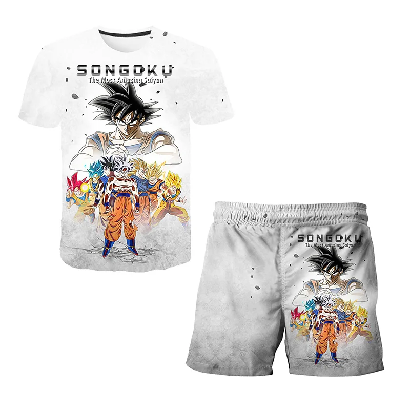 Summer-New-Fashion-Dragon-Ball-T-shirt-Shorts-2-Piece-Sets-Kids